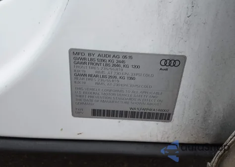 2015 Audi Q5 2.0T Premium z USA, uszkodzony, nr VIN WA1LFAFP4FA146002